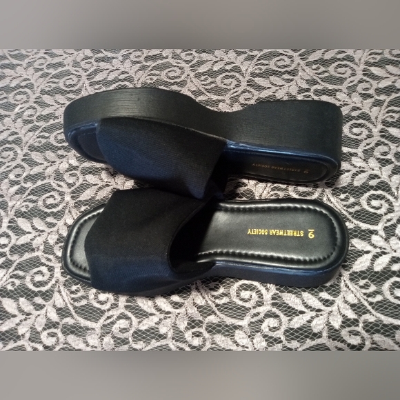 Streetwear Society Shoes - Streetwear Society Black Platform Slides